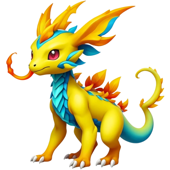 Elemental Exotic Colorful Fantasy Pokémon-Fakémon-hybrid-creature (full body) emoji