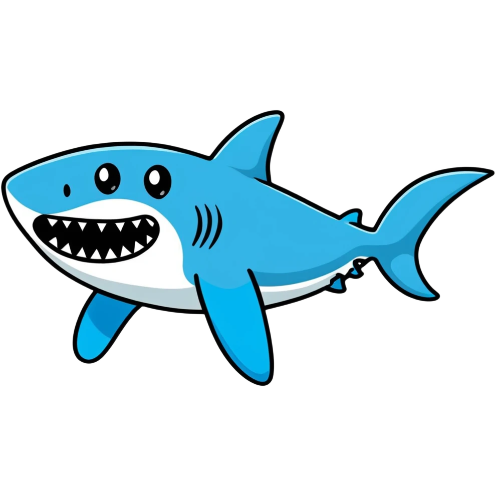 cartoonish shark with blue shoes on white background emoji