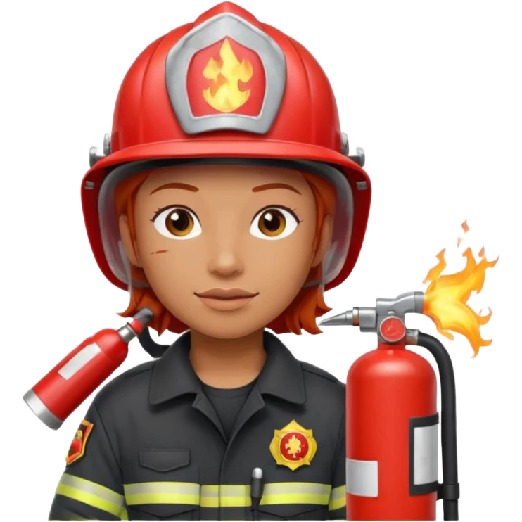 red haired firefighter with fire extinguisher emoji