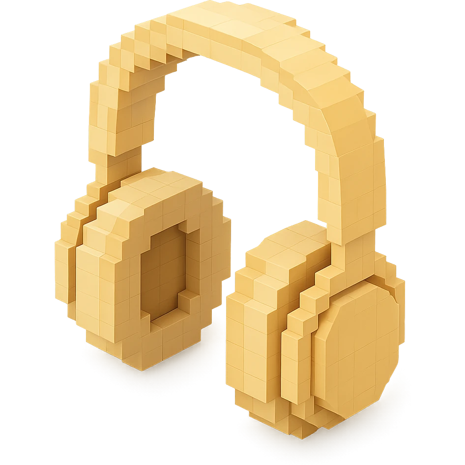 full-size Sony headphones, light beige color, isometric view emoji
