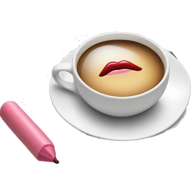 Realistic MacBook with lipstick and cup of coffe emoji