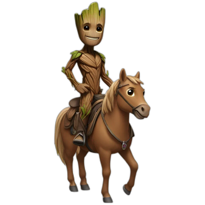 Groot riding a horse emoji