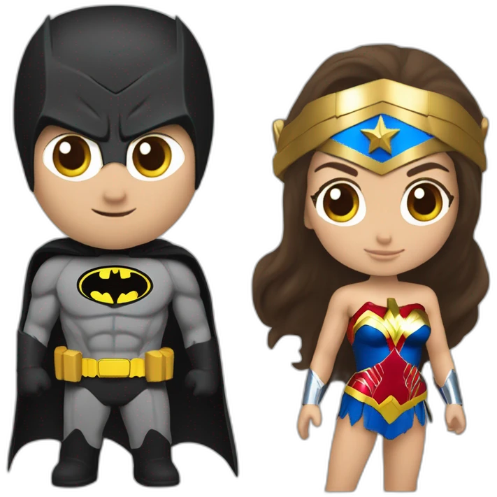Un samoyède avec Batman et Wonder Woman emoji