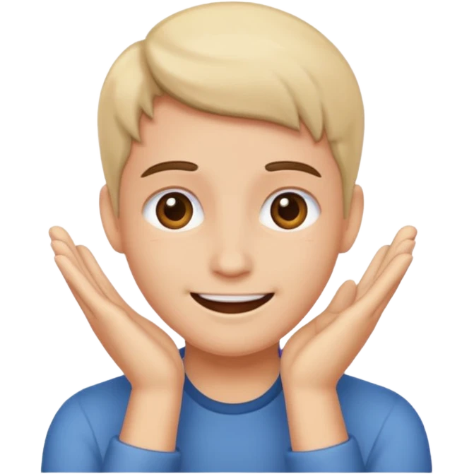 A person with their face in their hands and happy emoji