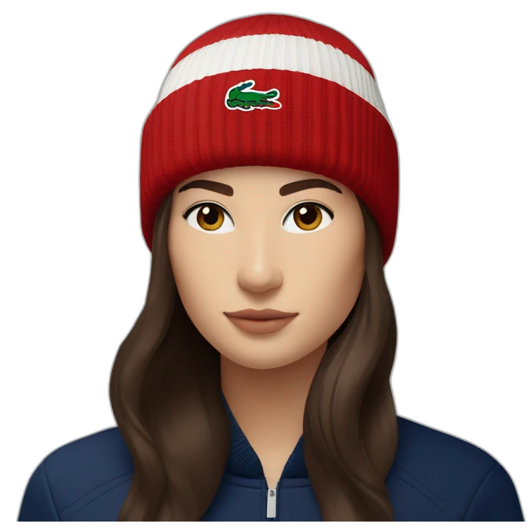 Brunette lacoste beanie with lacoste emoji