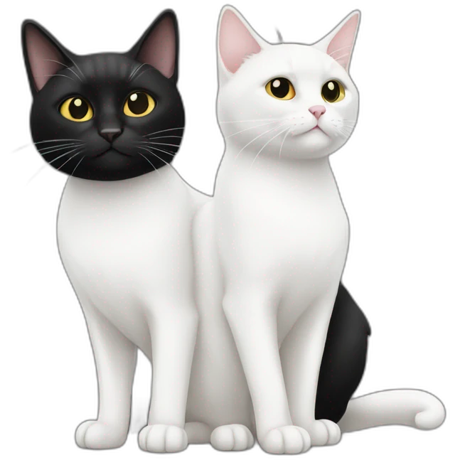 White Cat and Black Cat together emoji