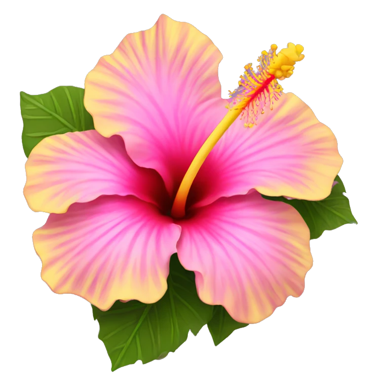 yellow and pink hibiscus flower emoji
