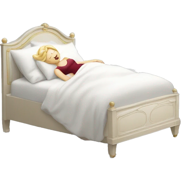 Femme blanche châtain qui dort dans un grand lit emoji