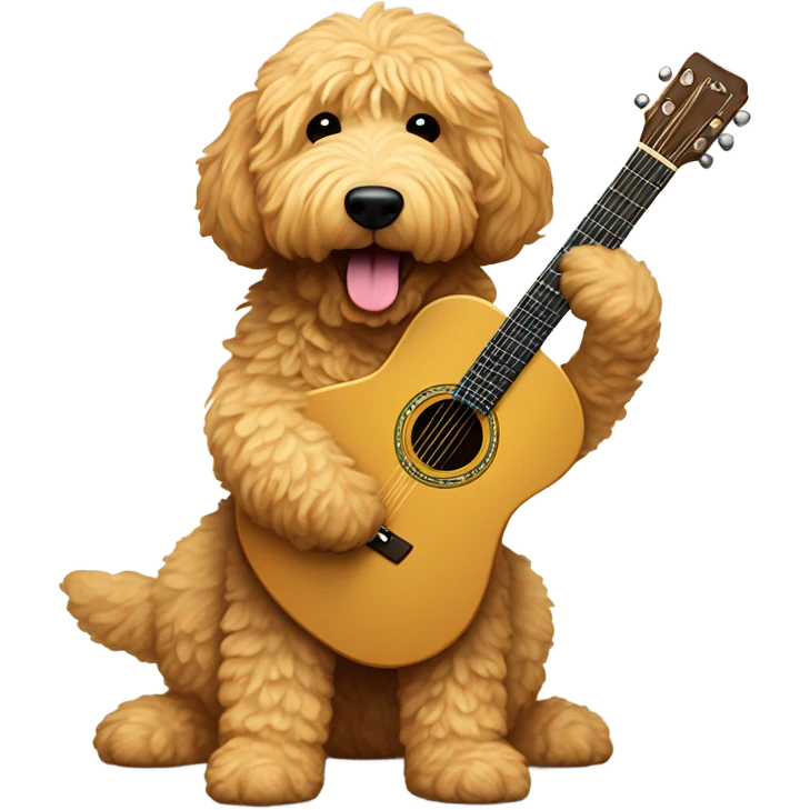 Golden doodle playing guitar emoji
