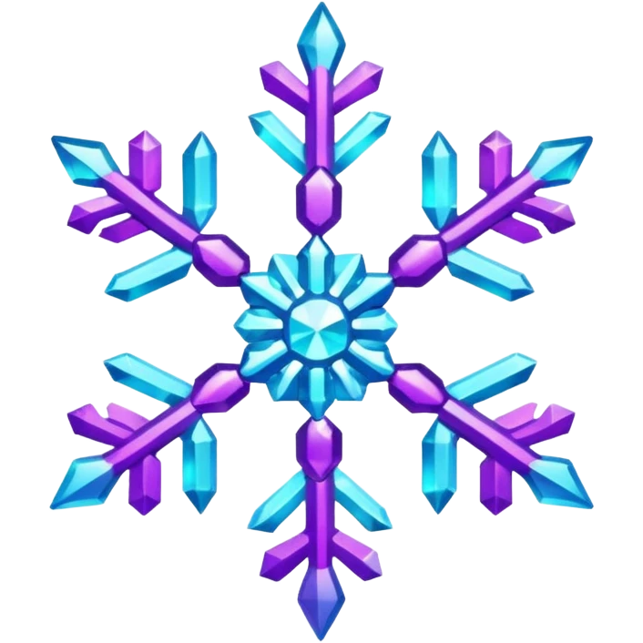cyan and purple snowflake glitter emoji