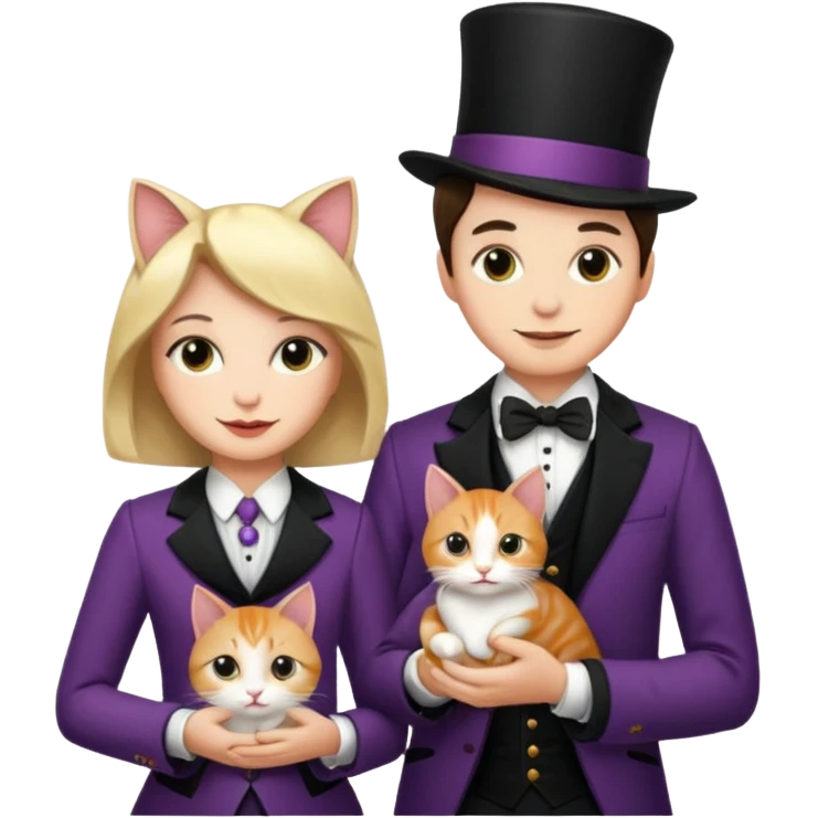 magician couple and their pet cat emoji