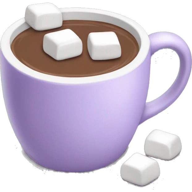 Light purple mug of hot chocolate with marshmallows  emoji