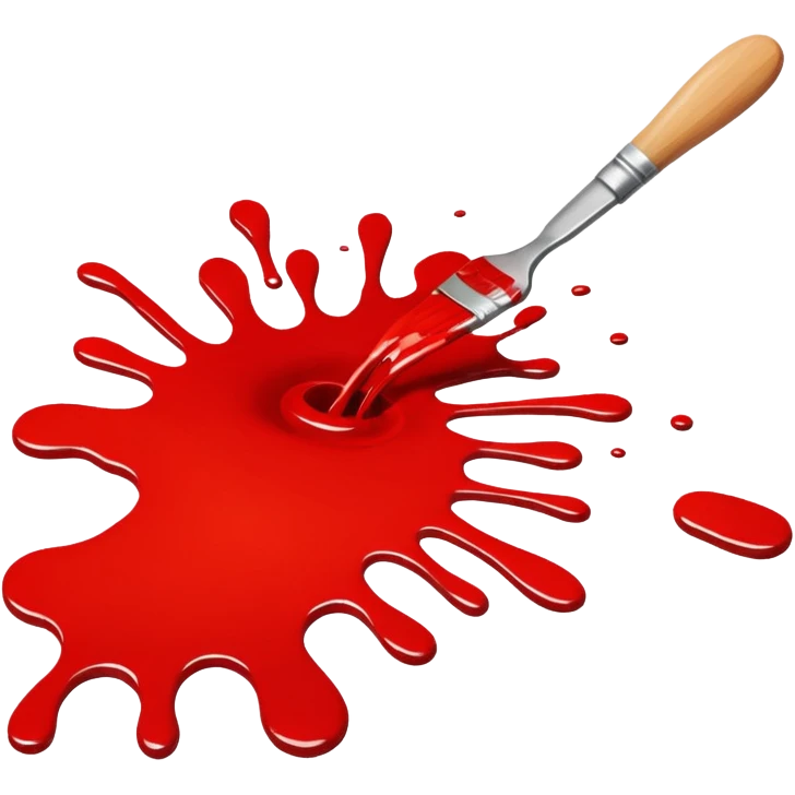 paint splatter, spilled paint, red color. emoji