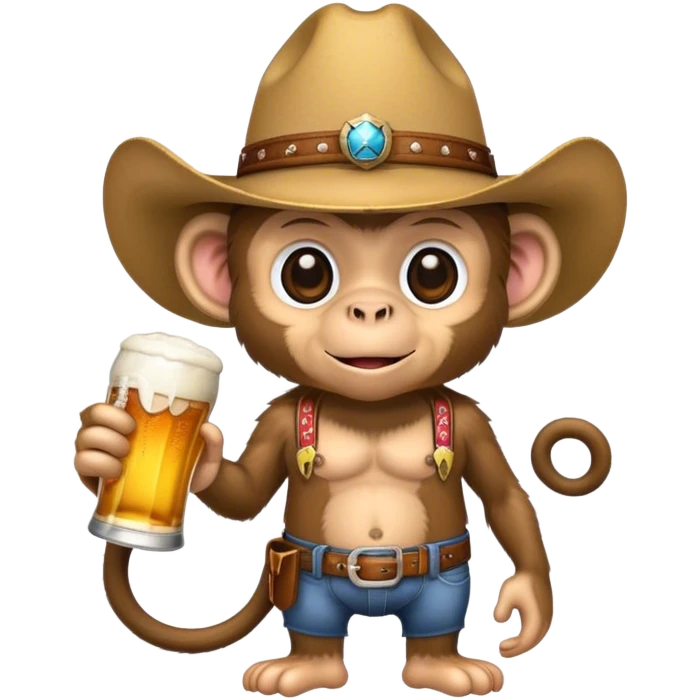 monkey with cowboy hat and beer emoji