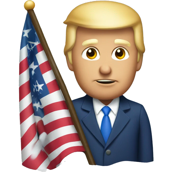 Trump holding an American flag with snow emoji