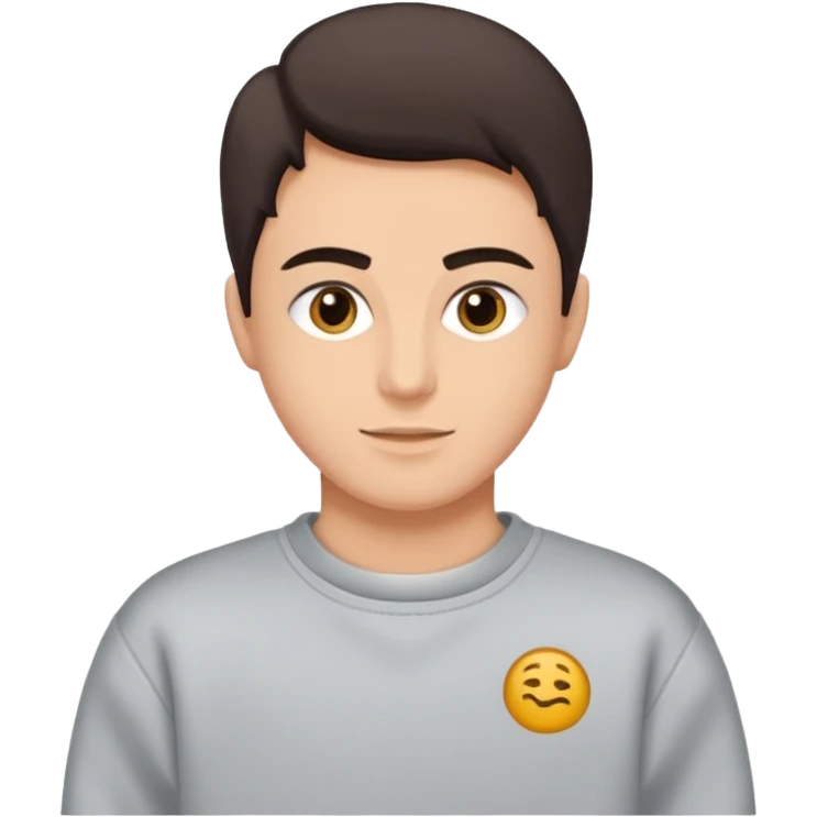 Saçı arkadan bağlı beyaz tenli kirli sakallı 24 yaşlarında üzerinde gri  sweat olan bir erkek çiz emoji