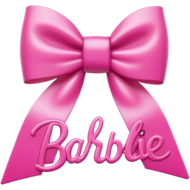 Barbie logo word with black bow emoji