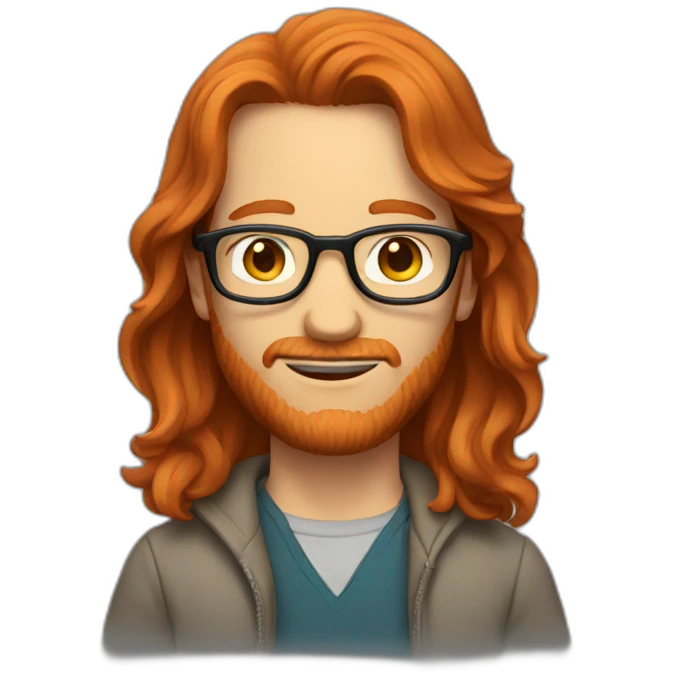 redhead man with long hair and glasses emoji