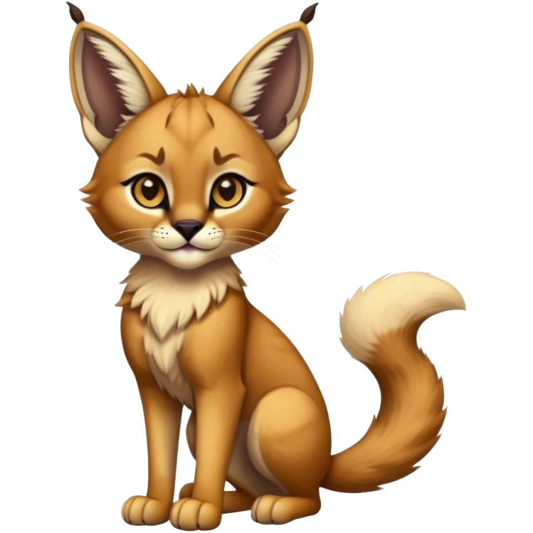 Epic Cute Dark Warm Caracal-Bobcat-Serval full body emoji