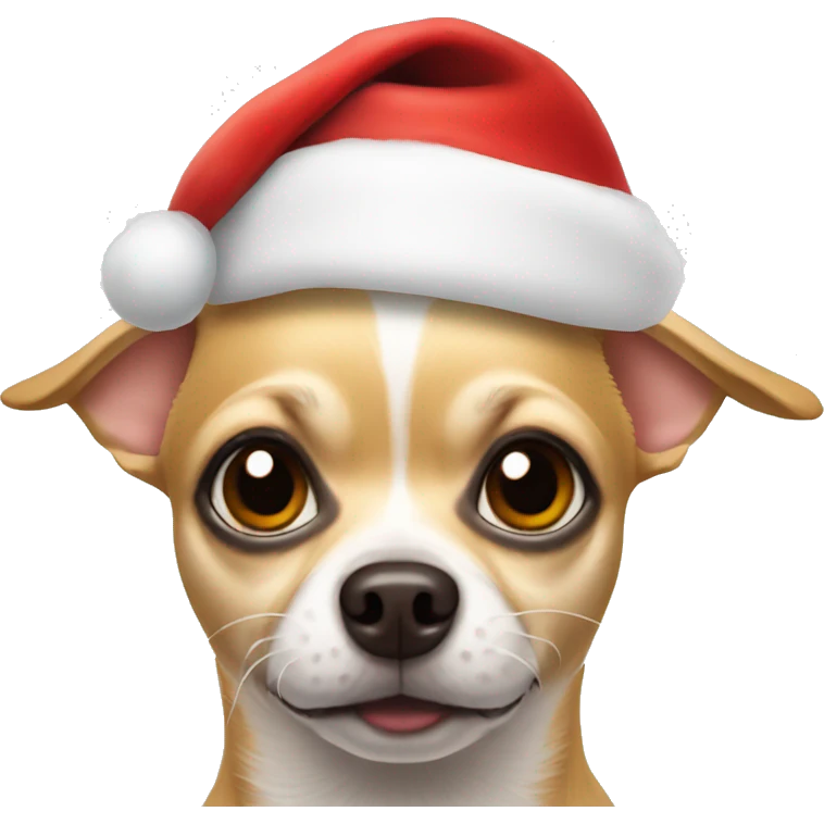 Chihuahua wearing Santa hat emoji