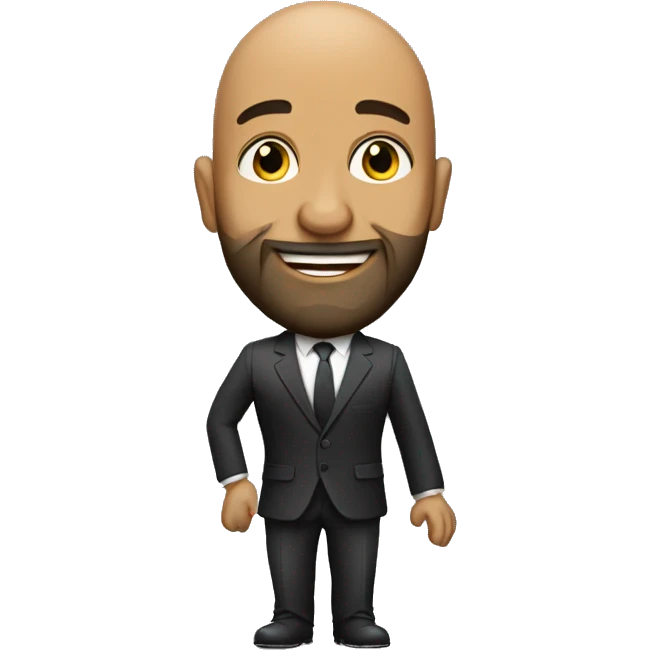 a bald brazilian man with a beard, wering a suit, singer, jazz emoji