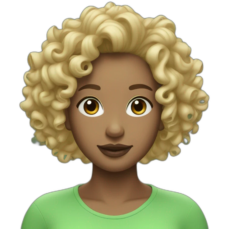 curly girl in AirPods Pro Max green emoji