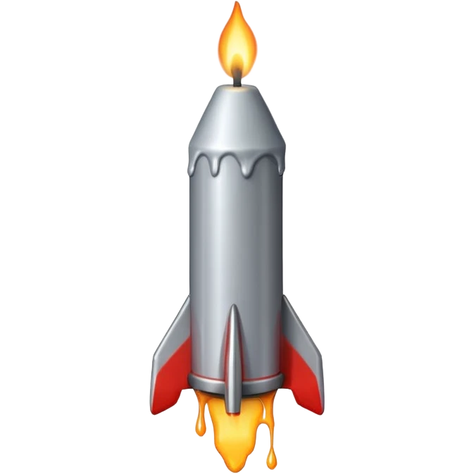 THe candle emoji on a 45* rocket emoji