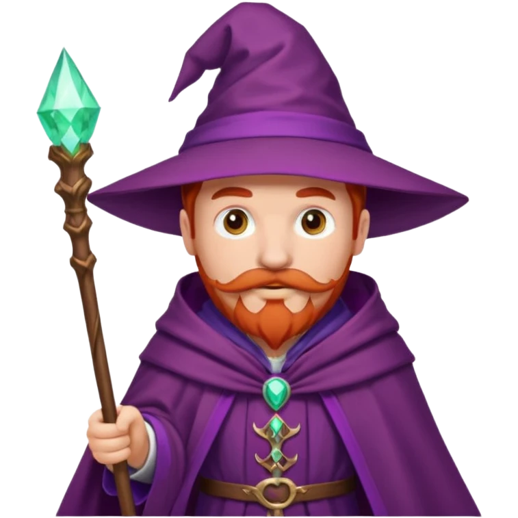 red haired wizard with mustache, purple cloack emoji