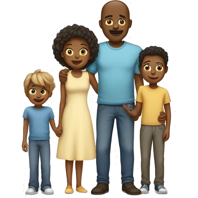 A family with parents and their children together. emoji