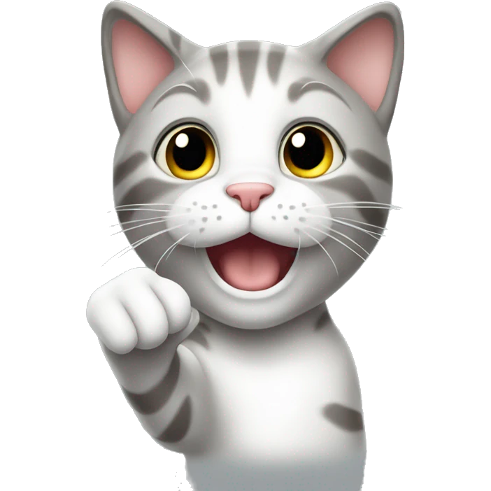 kitty with hand up emoji