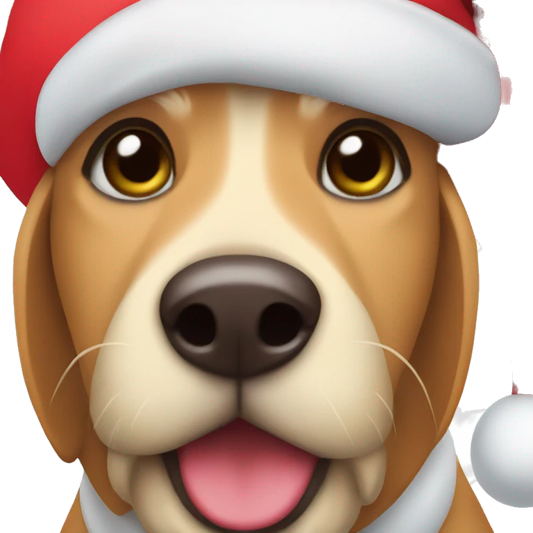 Dog wearing a Santa hat emoji