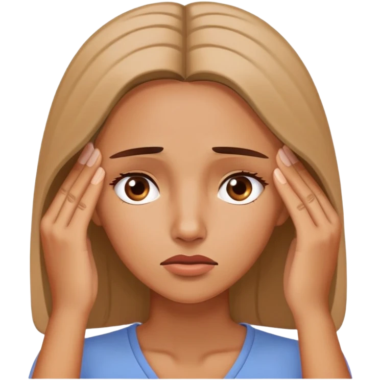 Woman with hand touching forehead, looking confused and worried emoji