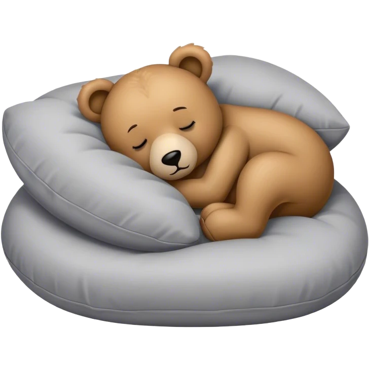 Teddy bear sleeping on grey pillow  emoji