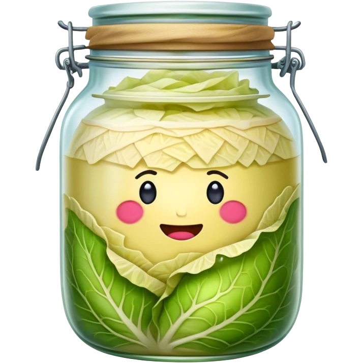 Sauerkraut Cinematic Realistic Sauerkraut Dish Emoji, depicted as tangy fermented cabbage neatly served in a traditional jar, rendered with vibrant textures and crisp, natural lighting. emoji