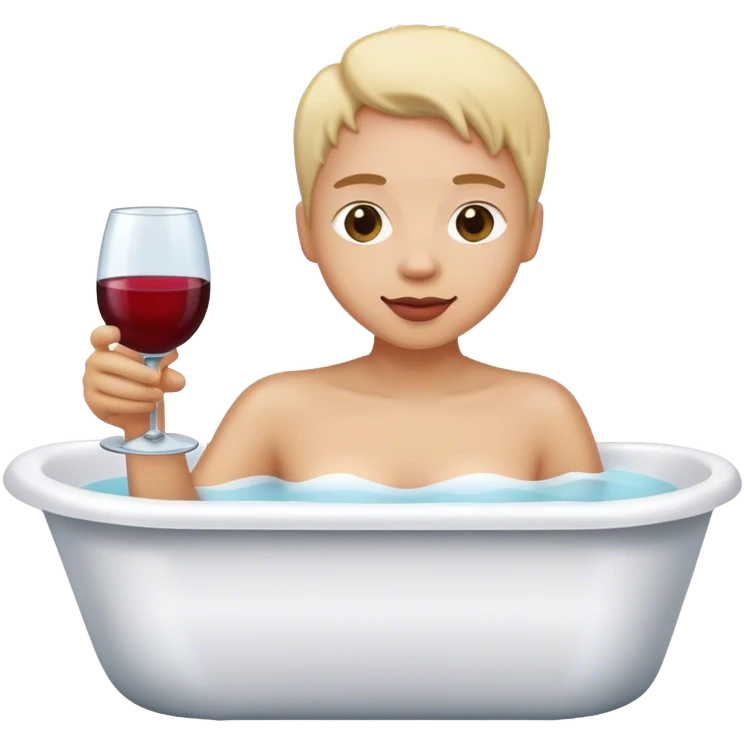 Bath time with wine emoji
