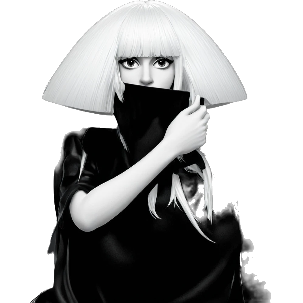 monochrome girl with bangs emoji