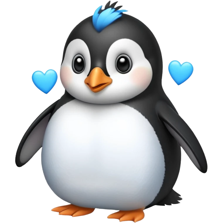 loving cute penguin whit blue hearts around him emoji