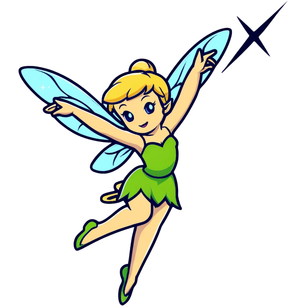 tinkerbell flying with sparkles emoji