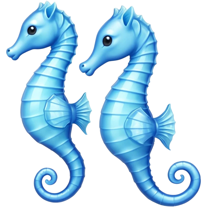 two pale blue seahorses emoji