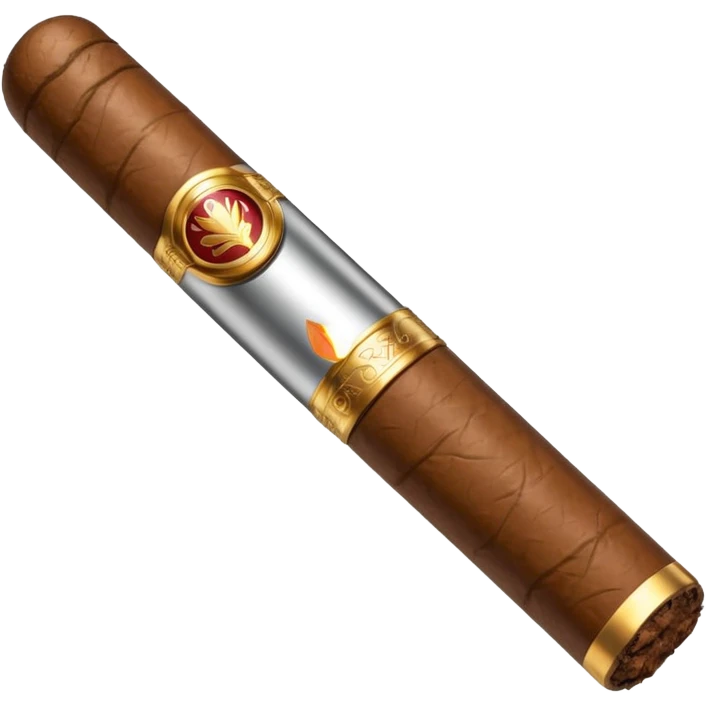 A luxury cigar emoji made of silver chrome, smooth metallic texture, minimal shape, glossy reflections, rich swag aesthetic, iOS emoji style, centered, clean white background emoji