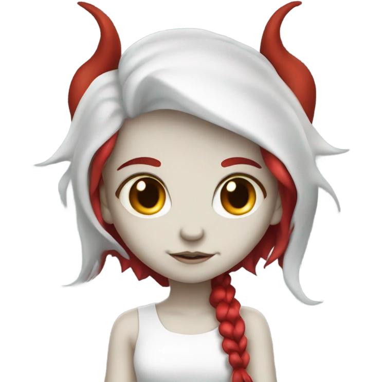 white demon girl with red hair and a tail emoji
