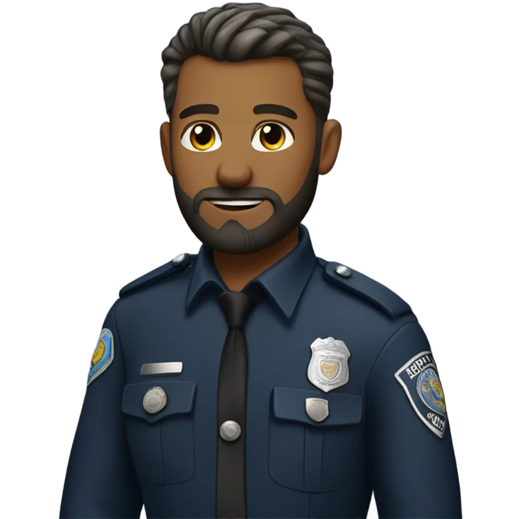 A bearded cop in a pony tail emoji