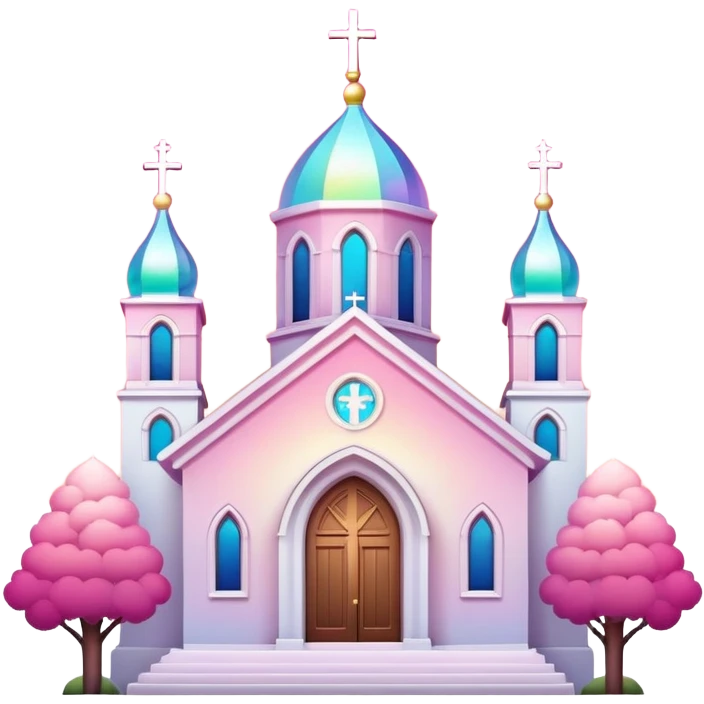 Iridescent divine holy godly romantic pink-white-gradient church  emoji