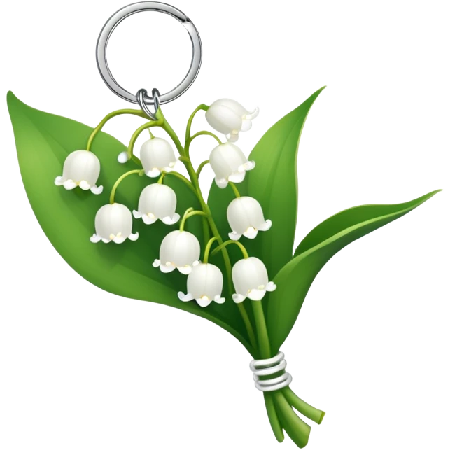 A keychain with lily of the valley emoji