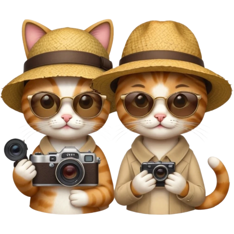 2 girl cats dressed up as tourists emoji