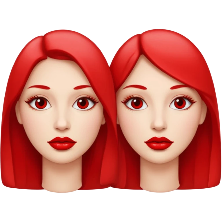 two identical faces with red lipgloss emoji