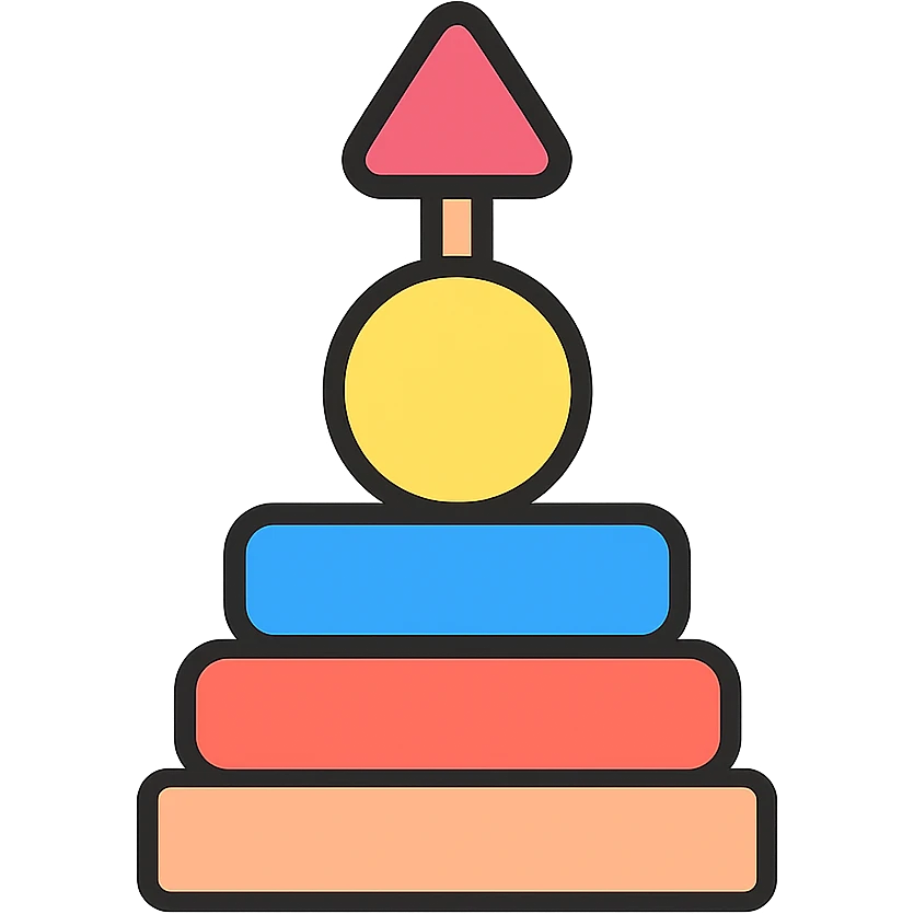 basic geometric toy, vibrant colors, no face, color outline icon style emoji