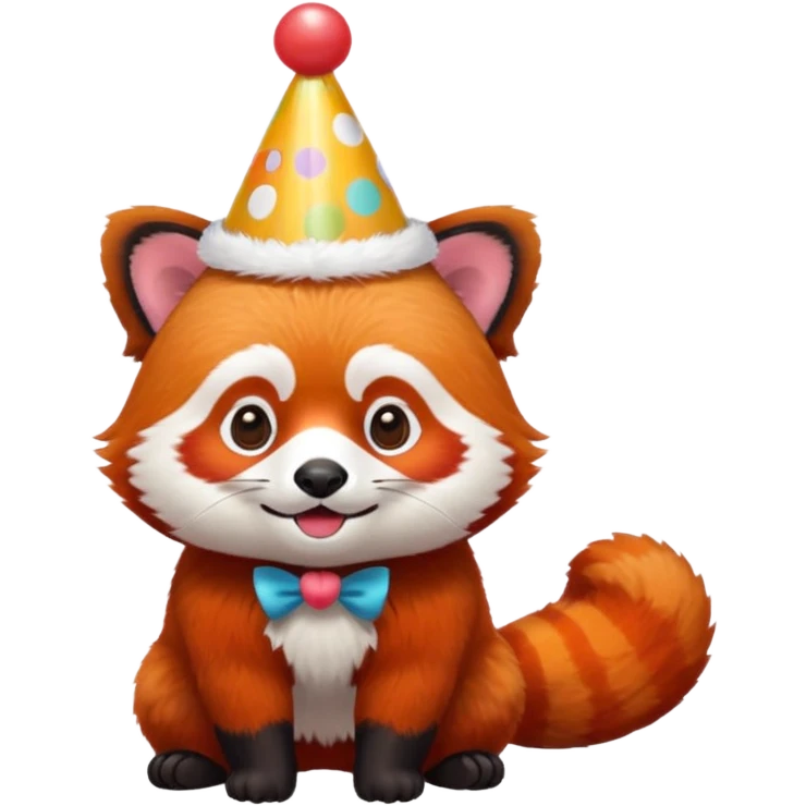 A red panda with a birthday hat on emoji