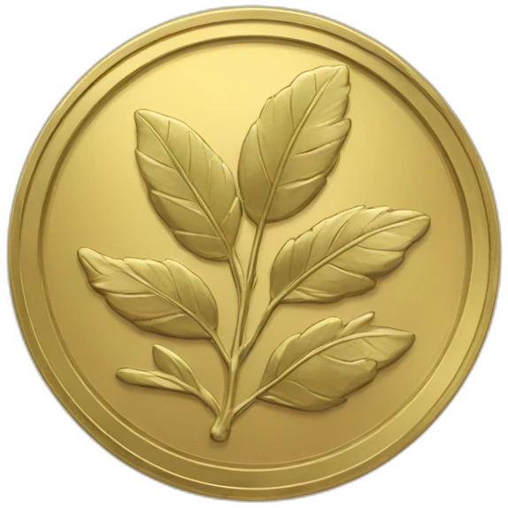 Gold coin with laurel and large "0" label emoji