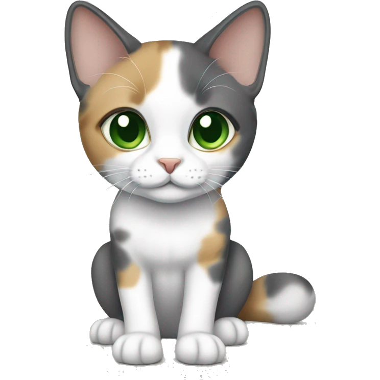 Dilute calico sitting green eyes emoji